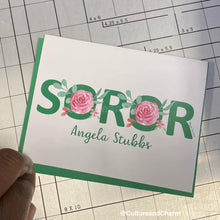 Load image into Gallery viewer, Note Cards-PERSONALIZED-Soror-Tea Rose-Green
