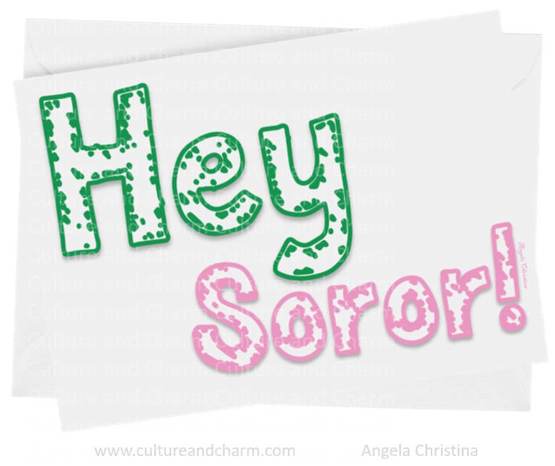 Note Cards-Hey Soror-Freckled-Pink/Green