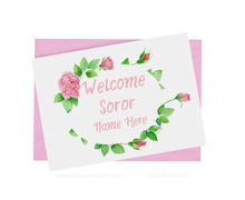 Load image into Gallery viewer, Greeting Card-PERSONALIZED-Welcome Soror-Tea Roses
