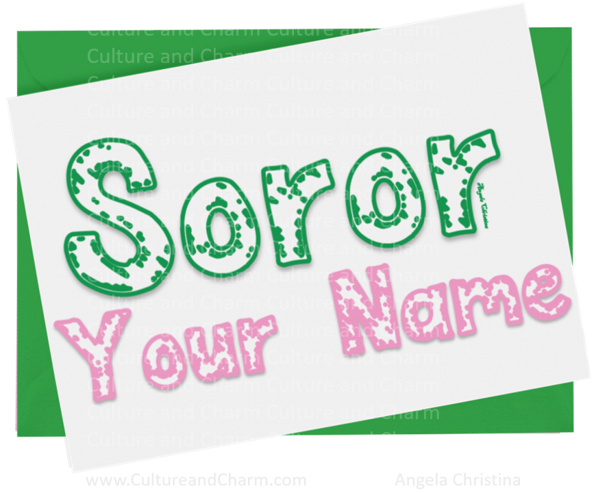 Note Cards-PERSONALIZED-Soror-Freckled Pink & Green
