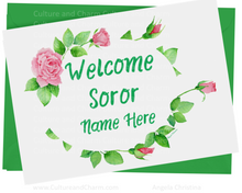 Load image into Gallery viewer, Greeting Card-PERSONALIZED-Welcome Soror-Tea Roses
