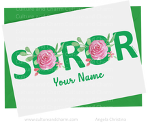 Load image into Gallery viewer, Note Cards-PERSONALIZED-Soror-Tea Rose-Green
