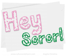Load image into Gallery viewer, Note Cards-Hey Soror-Freckled-Pink/Green
