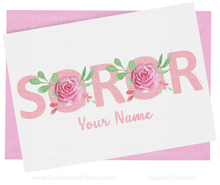 Load image into Gallery viewer, Note Cards-PERSONALIZED-Soror-Tea Rose-Pink
